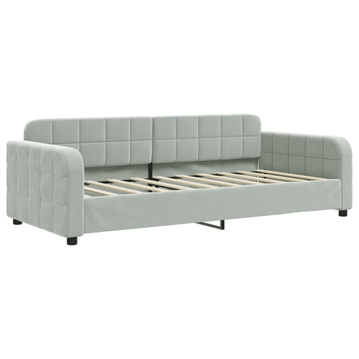 Sofá-cama, Sofá conversível com gavetão 90x190 cm veludo cinzento-claro