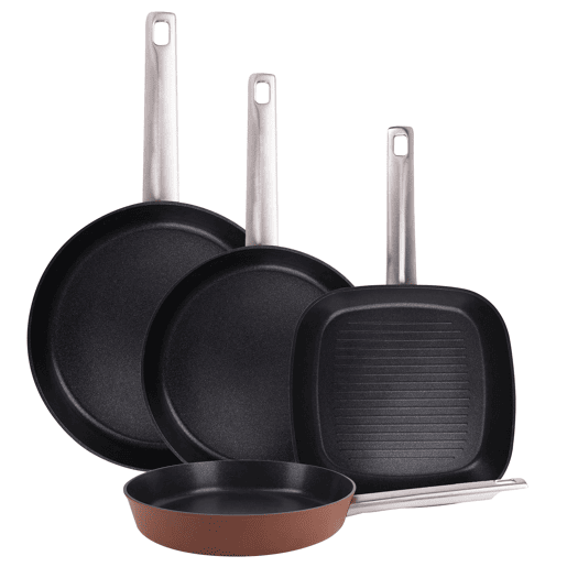 Conjunto de 3 frigideiras Ø24Ø28Ø30cm + grelha 24x24cm em alumínio forjado AGROS San Ignacio