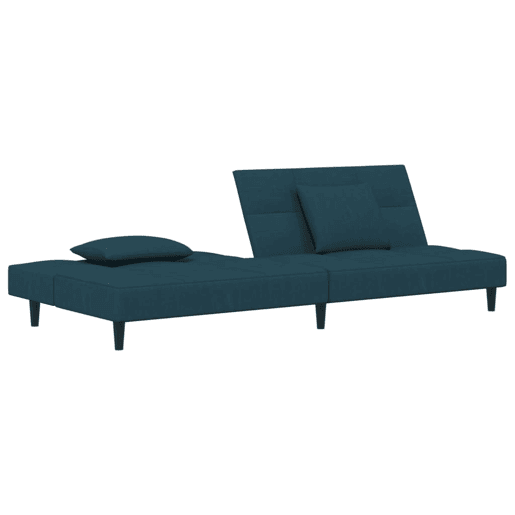 Sofá-cama, Sofá conversível 2 lugares com duas almofadas veludo azul