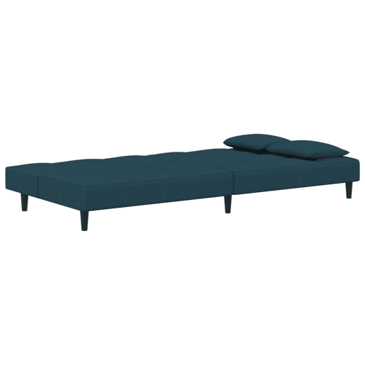 Sofá-cama, Sofá conversível 2 lugares com duas almofadas veludo azul