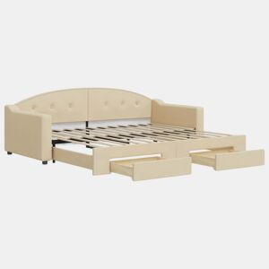 Sofá-cama, Sofá conversível com gavetão e gavetas 90x200 cm tecido cor creme