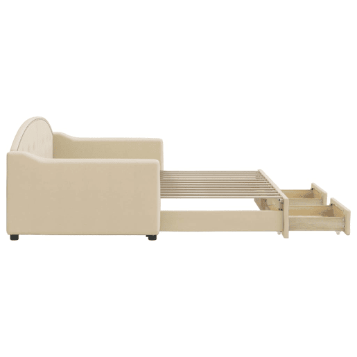 Sofá-cama, Sofá conversível com gavetão e gavetas 90x200 cm tecido cor creme