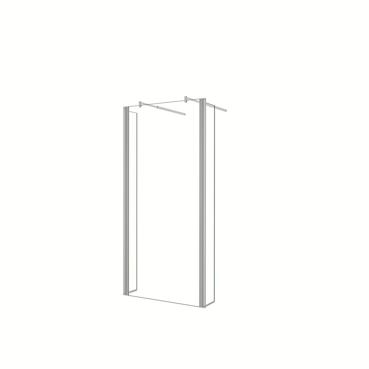 Mampara de ducha fija vidrio antical 8mm con dos laterales giratorios de 30cm y dos barras ajustables 70-120cm tamaño(69.5-123.7)x200cm