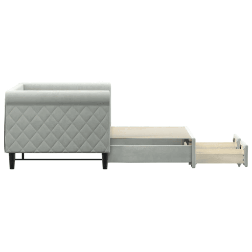 Sofá-cama, Sofá conversível c gavetão e gavetas 80x200 cm veludo cinzento-claro