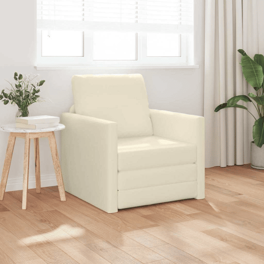 Sofá-cama, Sofá conversível Creme 74 x 77 x 81 cm Veludo