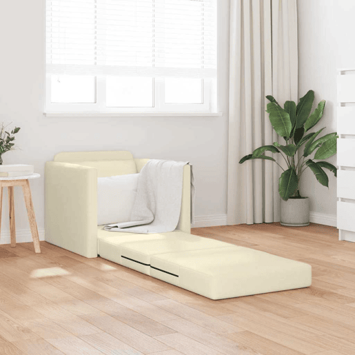 Sofá-cama, Sofá conversível Creme 74 x 77 x 81 cm Veludo