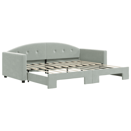 Sofá-cama, Sofá conversível com gavetão 90x190 cm veludo cinzento-claro Sofá-cama, Sofá conversível com gavetão 90x190 cm veludo cinzento-claro