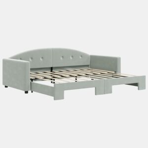 Sofá-cama, Sofá conversível com gavetão 90x190 cm veludo cinzento-claro