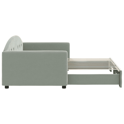 Sofá-cama, Sofá conversível com gavetão 90x190 cm veludo cinzento-claro Sofá-cama, Sofá conversível com gavetão 90x190 cm veludo cinzento-claro