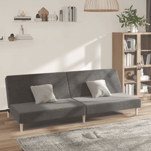 Sofá-cama, Sofá conversível de 2 lugares tecido cinzento-claro Sofá-cama, Sofá conversível de 2 lugares tecido cinzento-claro