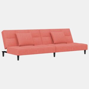 Sofá-cama, Sofá conversível 2 lugares com duas almofadas veludo rosa