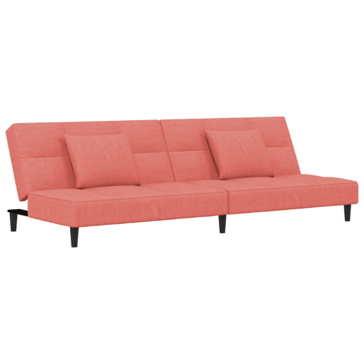 Sofá-cama, Sofá conversível 2 lugares com duas almofadas veludo rosa
