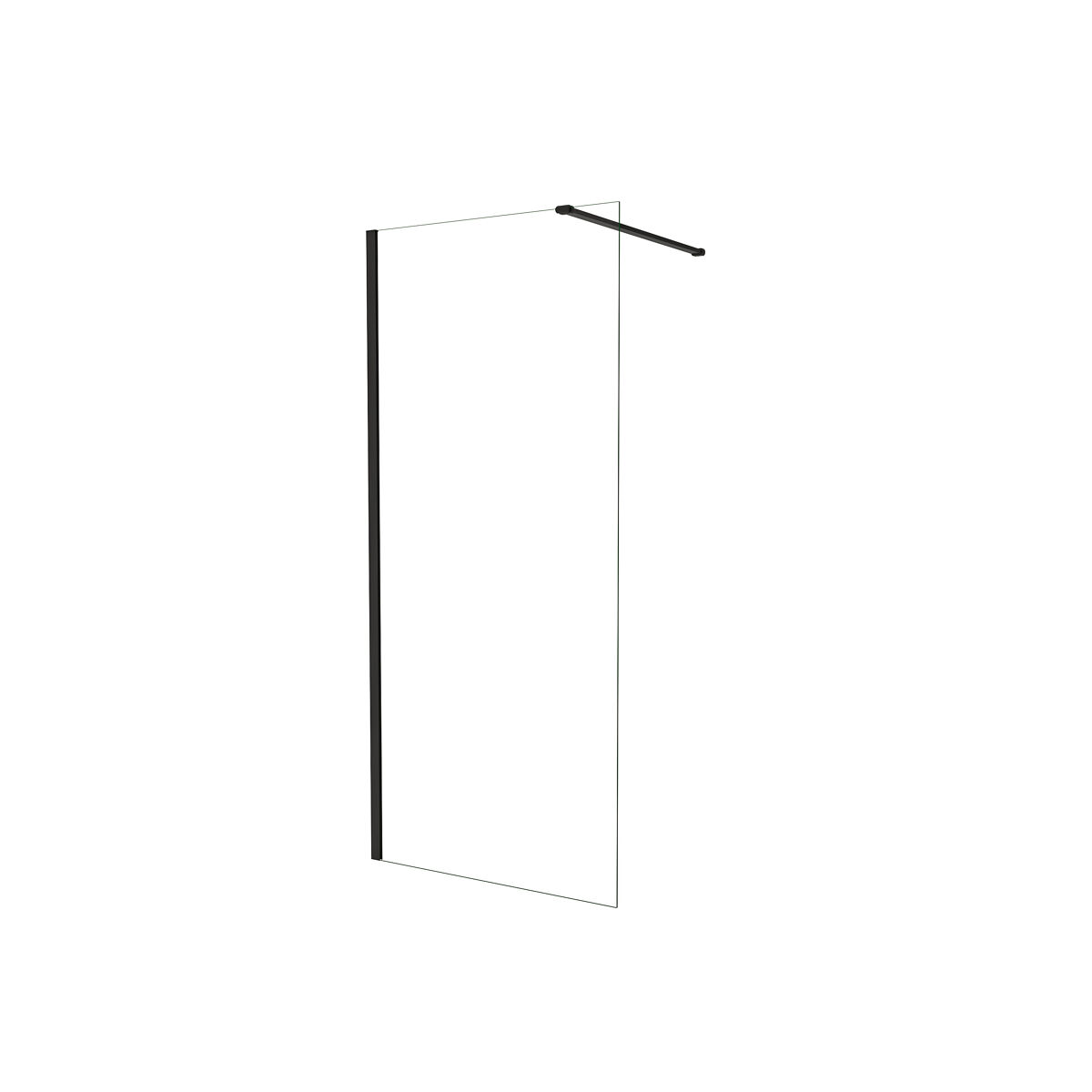 Walk in mampara de ducha fija frontal 1 hoja sin marco exterior,cristal templado antical 5mm con barra1 90cm,perfil negro mate,(780-800)x1900mm