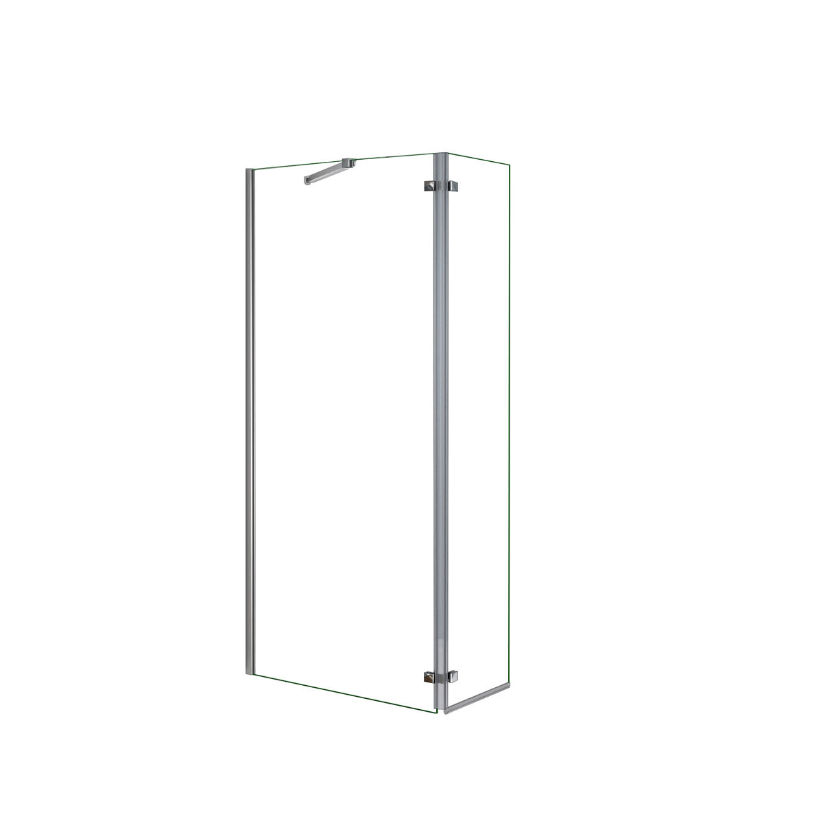 Mampara de ducha fija 2 hojas con bisagra panel fijo+giratorio vidrio antical 8mm con barra 73-120cm perfil cromo ([78-80]+40)x200cm