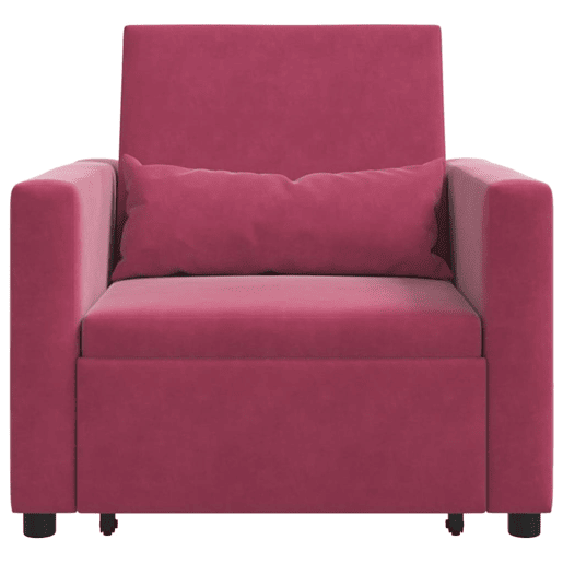 Sofá cama, Sofá conversível single vermelho tinto 90 x 165 x 87 cm Veludo