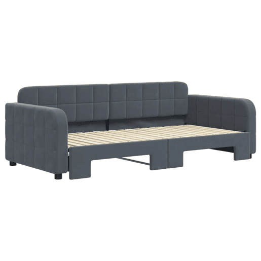Sofá-cama, Sofá conversível com gavetão 90x190 cm veludo cinzento-escuro