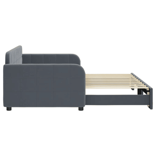 Sofá-cama, Sofá conversível com gavetão 90x190 cm veludo cinzento-escuro
