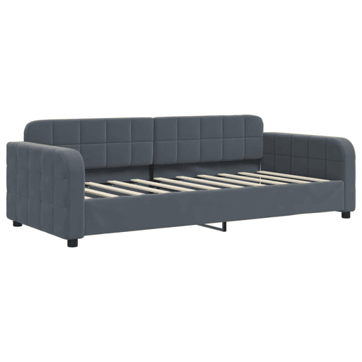 Sofá-cama, Sofá conversível com gavetão 90x190 cm veludo cinzento-escuro