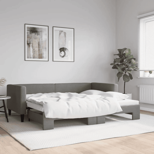 Sofá-cama, Sofá conversível com gavetão 90x200 cm tecido cinzento-escuro Sofá-cama, Sofá conversível com gavetão 90x200 cm tecido cinzento-escuro
