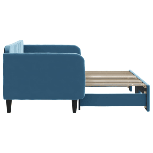 Sofá-cama, Sofá conversível com gavetão 90x200 cm veludo azul