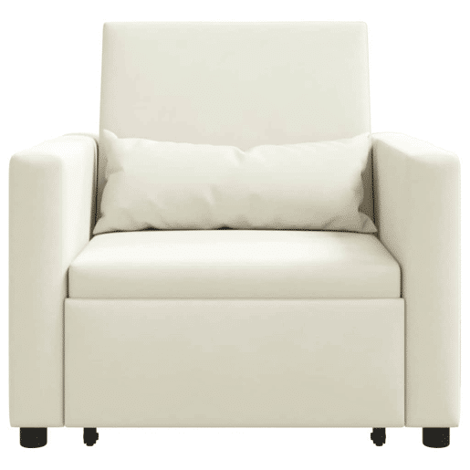 Sofá cama, Sofá conversível single com rodas Creme 90 x 165 x 87 cm Veludo
