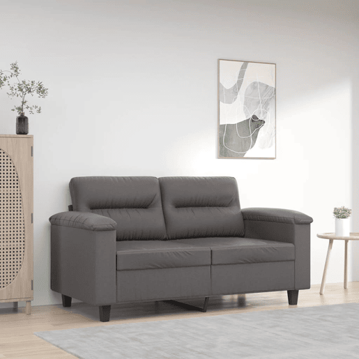 Sofá de 2 lugares - Sofá fixo 120 cm couro artificial cinza Sofá de 2 lugares - Sofá fixo 120 cm couro artificial cinza