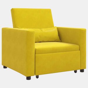 Sofá cama, Sofá conversível single com rodas Amarelo 90 x 165 x 87 cm Veludo