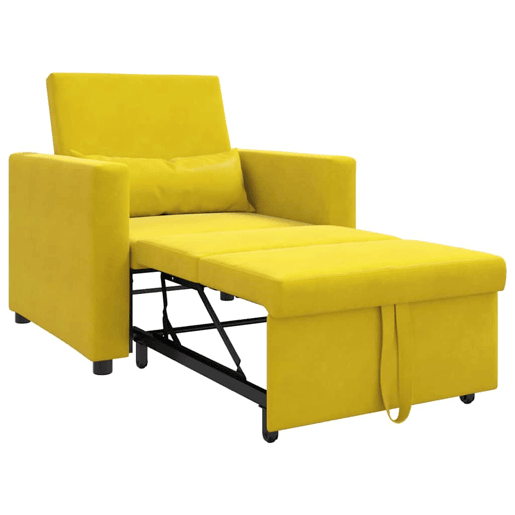 Sofá cama, Sofá conversível single com rodas Amarelo 90 x 165 x 87 cm Veludo