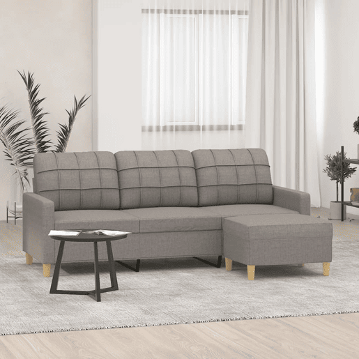 Sofá 3 lugares - Sofá fixo com apoio de pés 180 cm tecido cinza-acastanhado