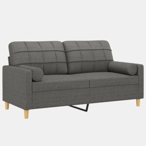 Sofá 2 lugares, Sofá fixo +almofadas decorativas 140cm tecido cinza-escuro
