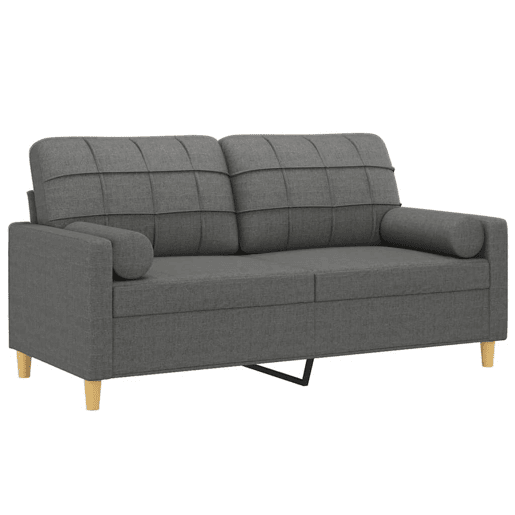 Sofá 2 lugares, Sofá fixo +almofadas decorativas 140cm tecido cinza-escuro Sofá 2 lugares, Sofá fixo +almofadas decorativas 140cm tecido cinza-escuro