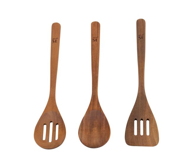 San ignacio agros set 3pc utensilios cocina madera acacia