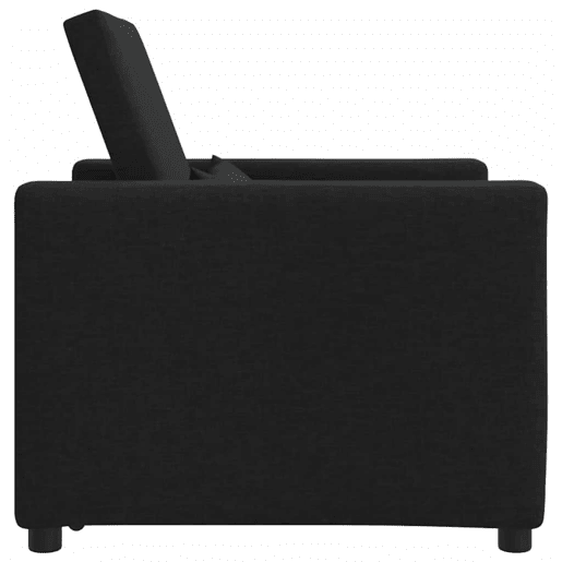 Sofá cama, Sofá conversível single com rodas Preto 90 x 165 x 87 cm tecido