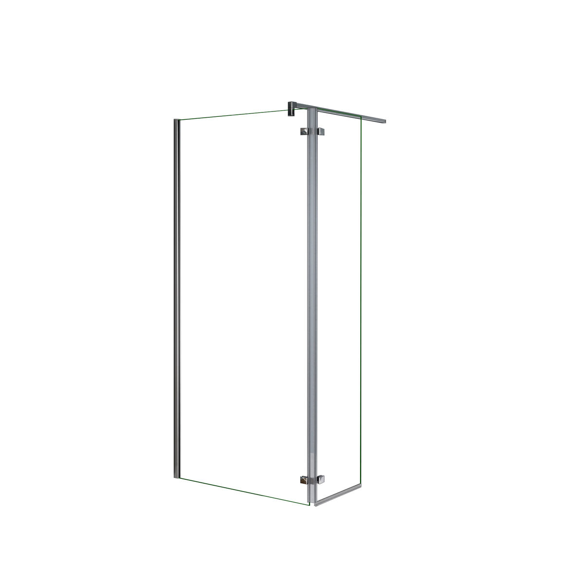 Mampara de ducha fija 2 hojas con bisagra panel fijo+giratorio vidrio antical 8mm con barra fija 90cm perfil cromo ([78-80]+40)x200cm