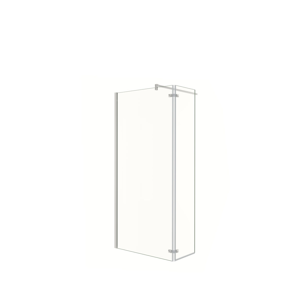 Mampara de ducha fija 2 hojas con bisagra panel fijo+giratorio vidrio antical 8mm con barra fija 90cm perfil cromado ([88-90]+40)x200cm