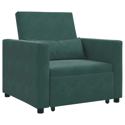 Sofá cama, Sofá conversível single com rodas Verde-escuro 90 x 165 x 87 cm Veludo