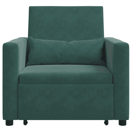 Sofá cama, Sofá conversível single com rodas Verde-escuro 90 x 165 x 87 cm Veludo