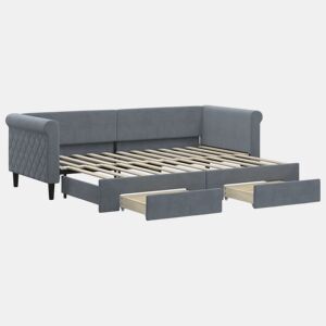 Sofá-cama, Sofá conversível c gavetão e gavetas 80x200 cm veludo cinzento-escuro