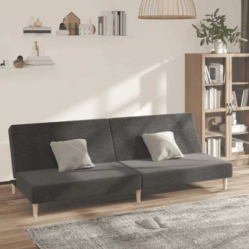 Sofá-cama, Sofá conversível de 2 lugares tecido cinzento-escuro