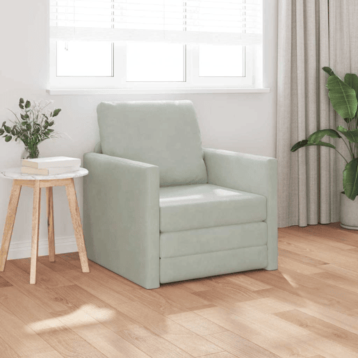 Sofá-cama, Sofá conversível Cinzento-claro 74 x 77 x 81 cm Veludo