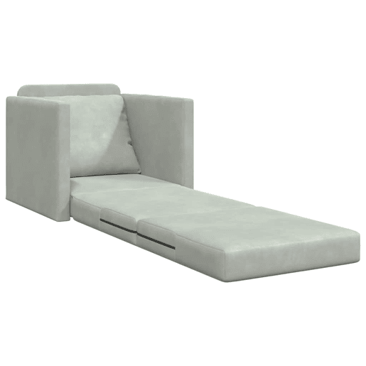 Sofá-cama, Sofá conversível Cinzento-claro 74 x 77 x 81 cm Veludo