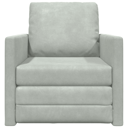 Sofá-cama, Sofá conversível Cinzento-claro 74 x 77 x 81 cm Veludo