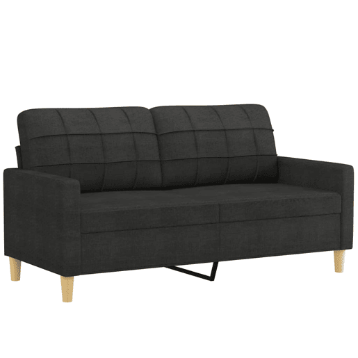 Sofá 2 lugares, Sofá fixo + almofadas decorativas 140 cm tecido preto Sofá 2 lugares, Sofá fixo + almofadas decorativas 140 cm tecido preto