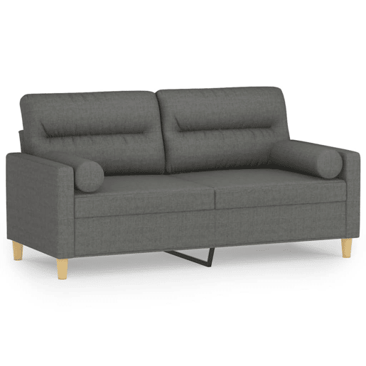 Sofá 2 lugares, Sofá fixo +almofadas decorativas 140cm tecido cinza-escuro Sofá 2 lugares, Sofá fixo +almofadas decorativas 140cm tecido cinza-escuro
