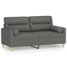Sofá 2 lugares, Sofá fixo +almofadas decorativas 140cm tecido cinza-escuro