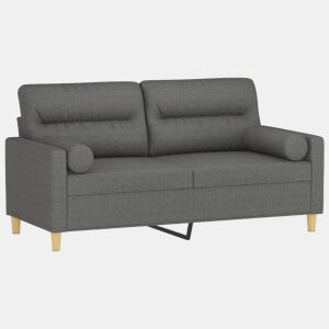 Sofá 2 lugares, Sofá fixo +almofadas decorativas 140cm tecido cinza-escuro