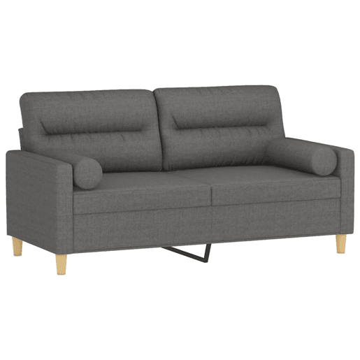 Sofá 2 lugares, Sofá fixo +almofadas decorativas 140cm tecido cinza-escuro Sofá 2 lugares, Sofá fixo +almofadas decorativas 140cm tecido cinza-escuro