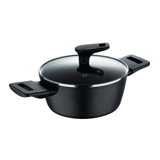 Caçarola baixa Bergner Copper Ø20cm 2,2L com tampa em alumínio forjado, preta