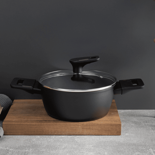 Caçarola baixa Bergner Copper Ø20cm 2,2L com tampa em alumínio forjado, preta