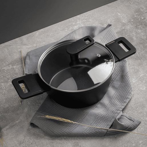 Caçarola baixa Bergner Copper Ø20cm 2,2L com tampa em alumínio forjado, preta